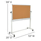 53"W x 59"H |#| 53"W x 59"H Reversible Mobile Cork Bulletin & White Board with Pen Tray