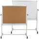 53"W x 62.5"H |#| 53"W x 62.5"H Reversible Mobile Cork Bulletin & White Board with Pen Tray