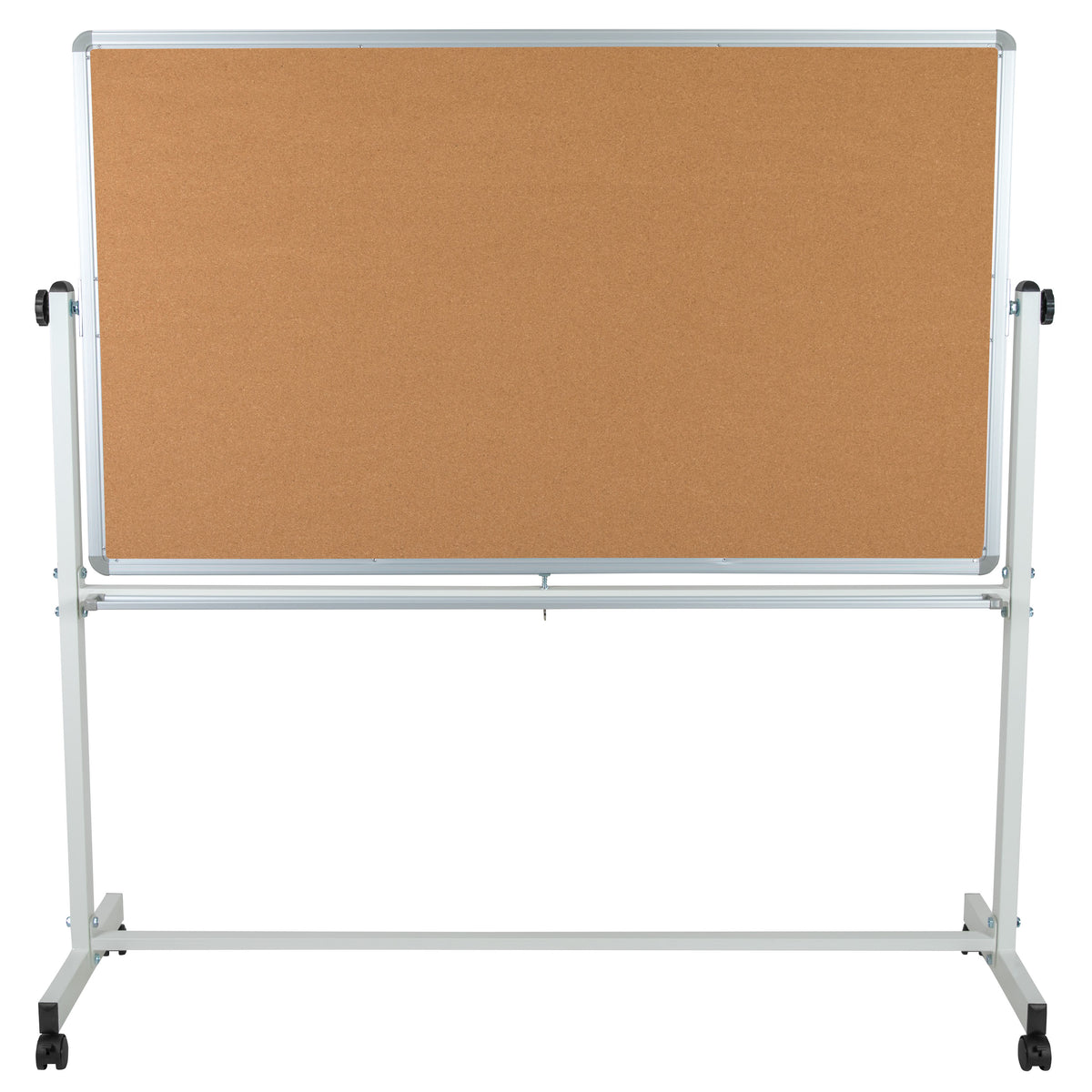 62.5"W x 62.25"H |#| 62.5"W x 62.25"H Reversible Mobile Cork Bulletin & White Board with Pen Tray