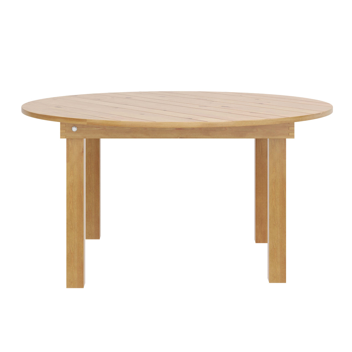 Light Natural |#| 60" Round Antique Rustic Solid Pine Farmhouse Folding Table in Light Natural