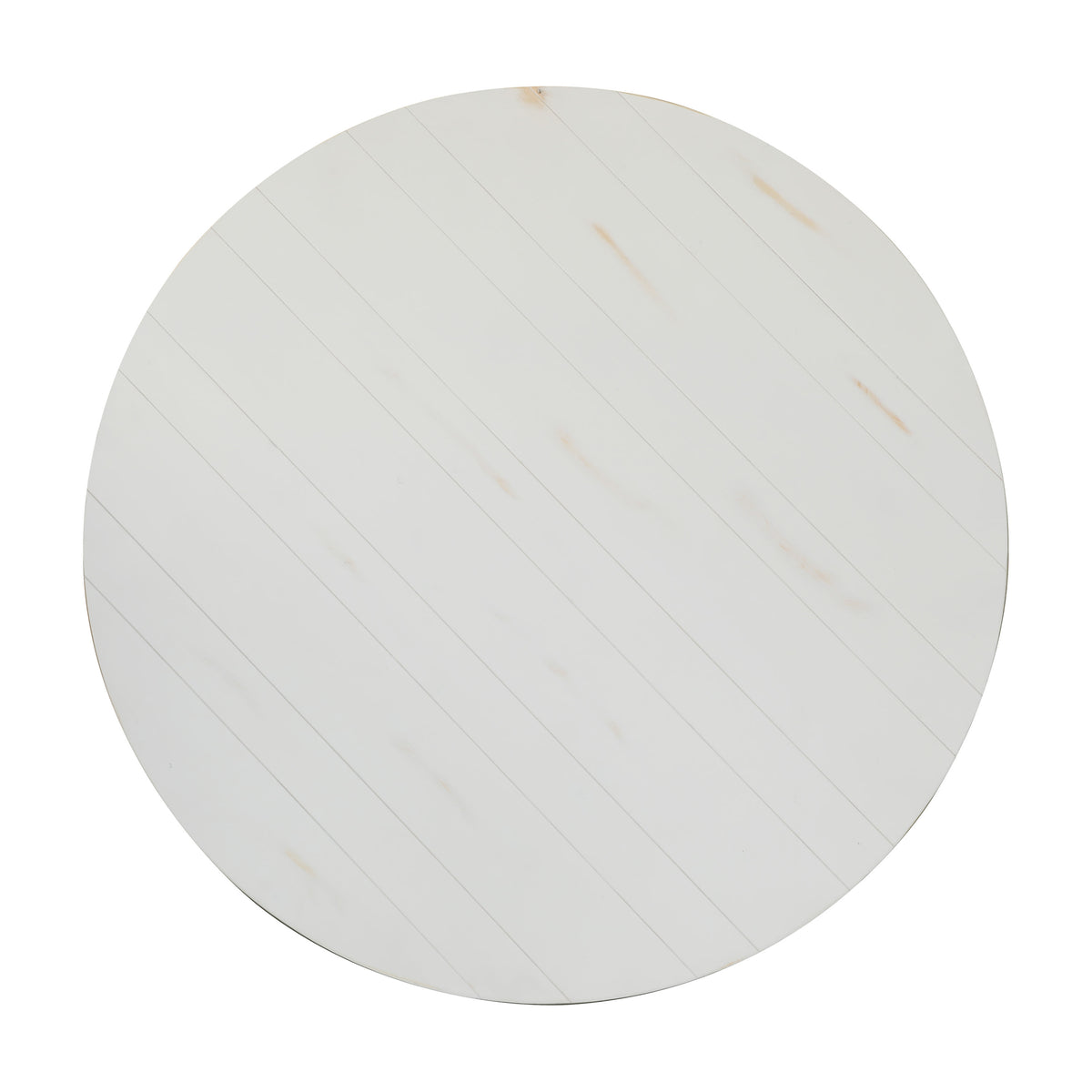 White |#| 60" Round Antique Rustic Solid Pine Farmhouse Folding Table in White