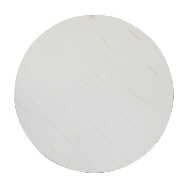 White |#| 60" Round Antique Rustic Solid Pine Farmhouse Folding Table in White