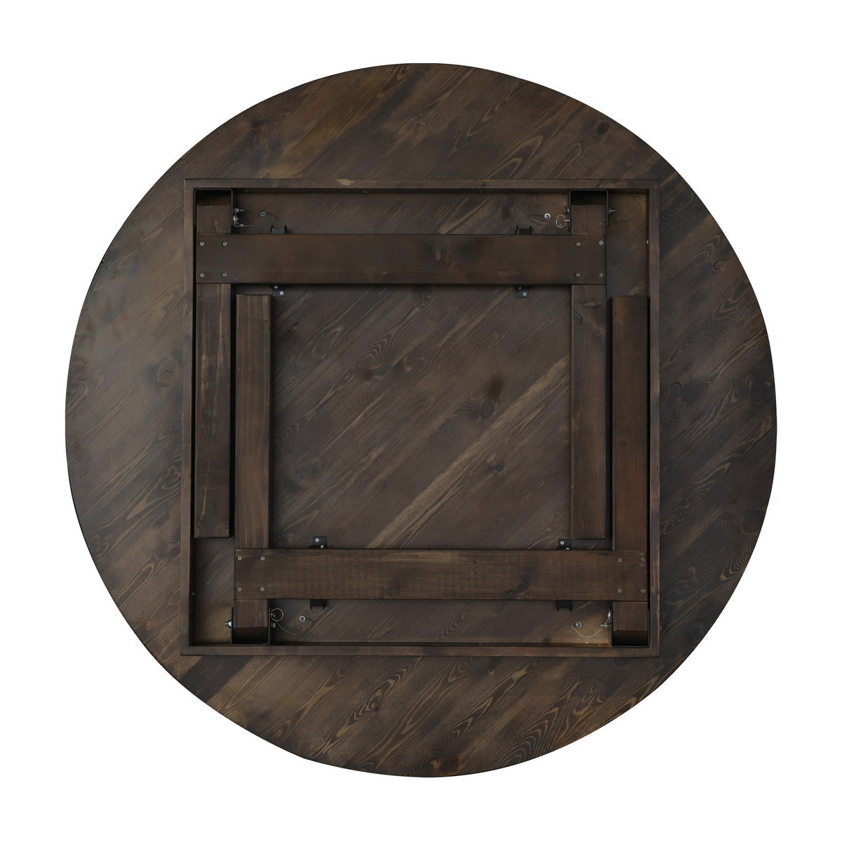 Mahogany |#| 60" Round Antique Rustic Solid Pine Farmhouse Folding Table in Mahogany