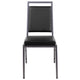 Black Vinyl/Silver Vein Frame |#| Square Back Banquet Stack Chair in Black Vinyl - Wedding Party Event Chair