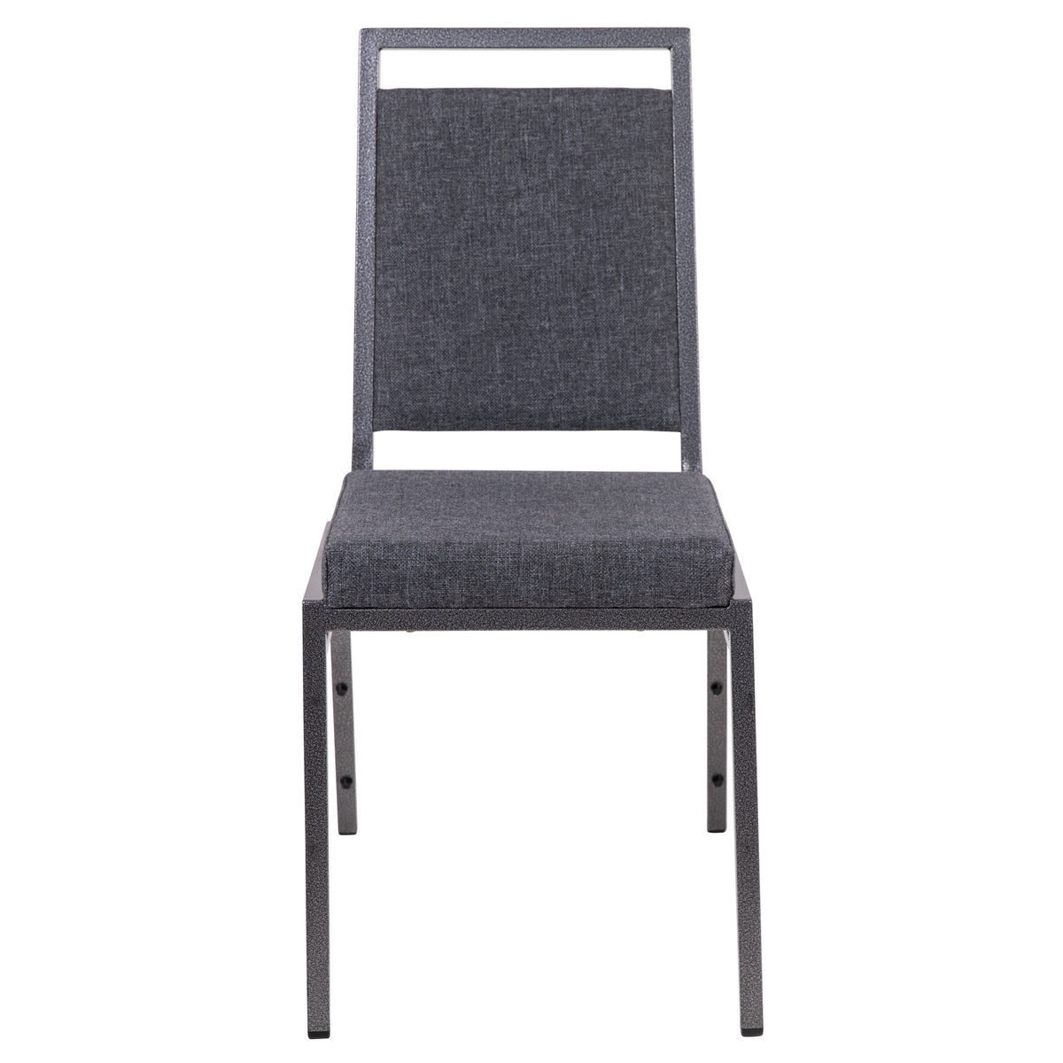 Dark Gray Fabric/Silver Vein Frame |#| Square Back Banquet Stack Chair in Dark Gray Fabric - Wedding Party Event Chair