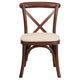 Stackable Kids Mahogany Wood Cross Back Chair with Cushion - Kids Dining Chair