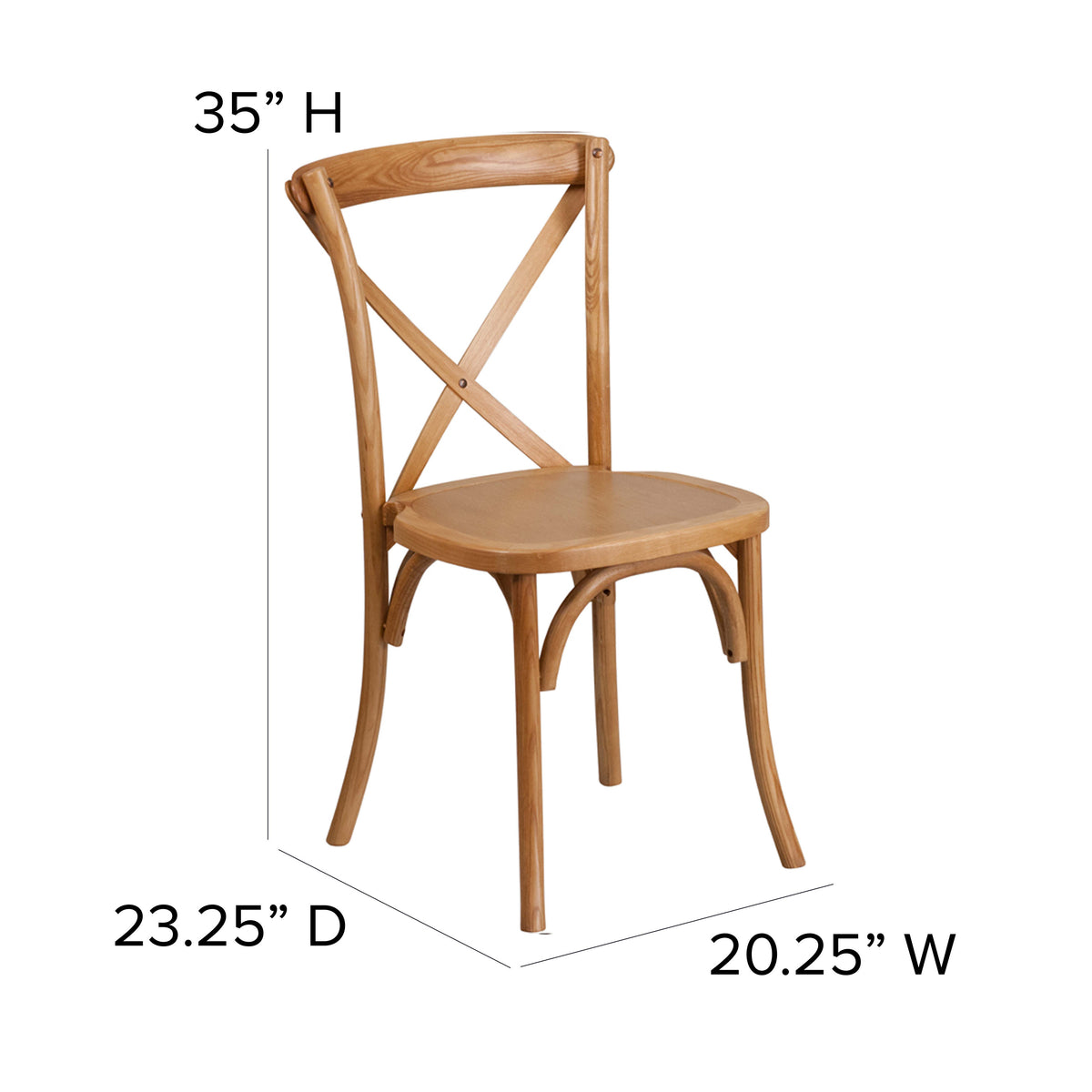Oak |#| Stackable Oak Wood Cross Back Chair - Dining Room Seating