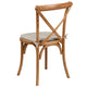 Oak |#| Stackable Oak Wood Cross Back Chair with Cushion - Dining Room Seating