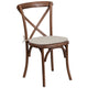 Pecan |#| Stackable Pecan Wood Cross Back Chair with Cushion - Dining Room Seating