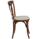 Pecan |#| Stackable Pecan Wood Cross Back Chair with Cushion - Dining Room Seating