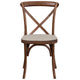 Pecan |#| Stackable Pecan Wood Cross Back Chair with Cushion - Dining Room Seating