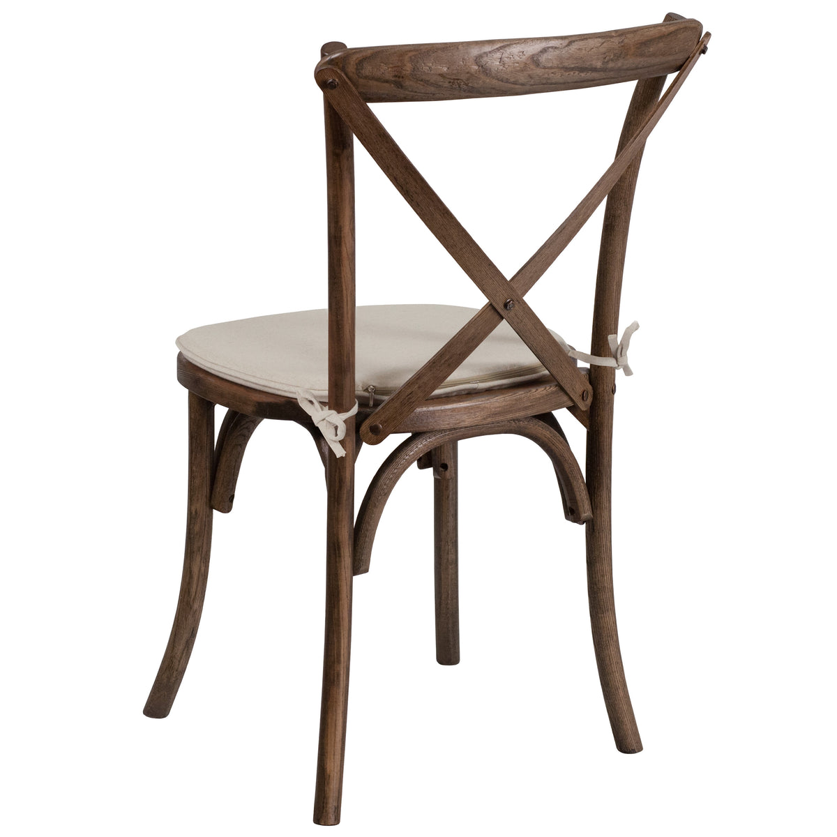 Early American |#| Stackable Early American Wood Cross Back Chair w/ Cushion - Dining Room Seating