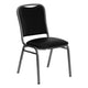 Angled Back Stacking Banquet Chair in Black Vinyl with Silver Vein Frame