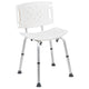 White |#| Tool-Free 300 Lb. Capacity, Adjustable White Bath & Shower Chair with Large Back