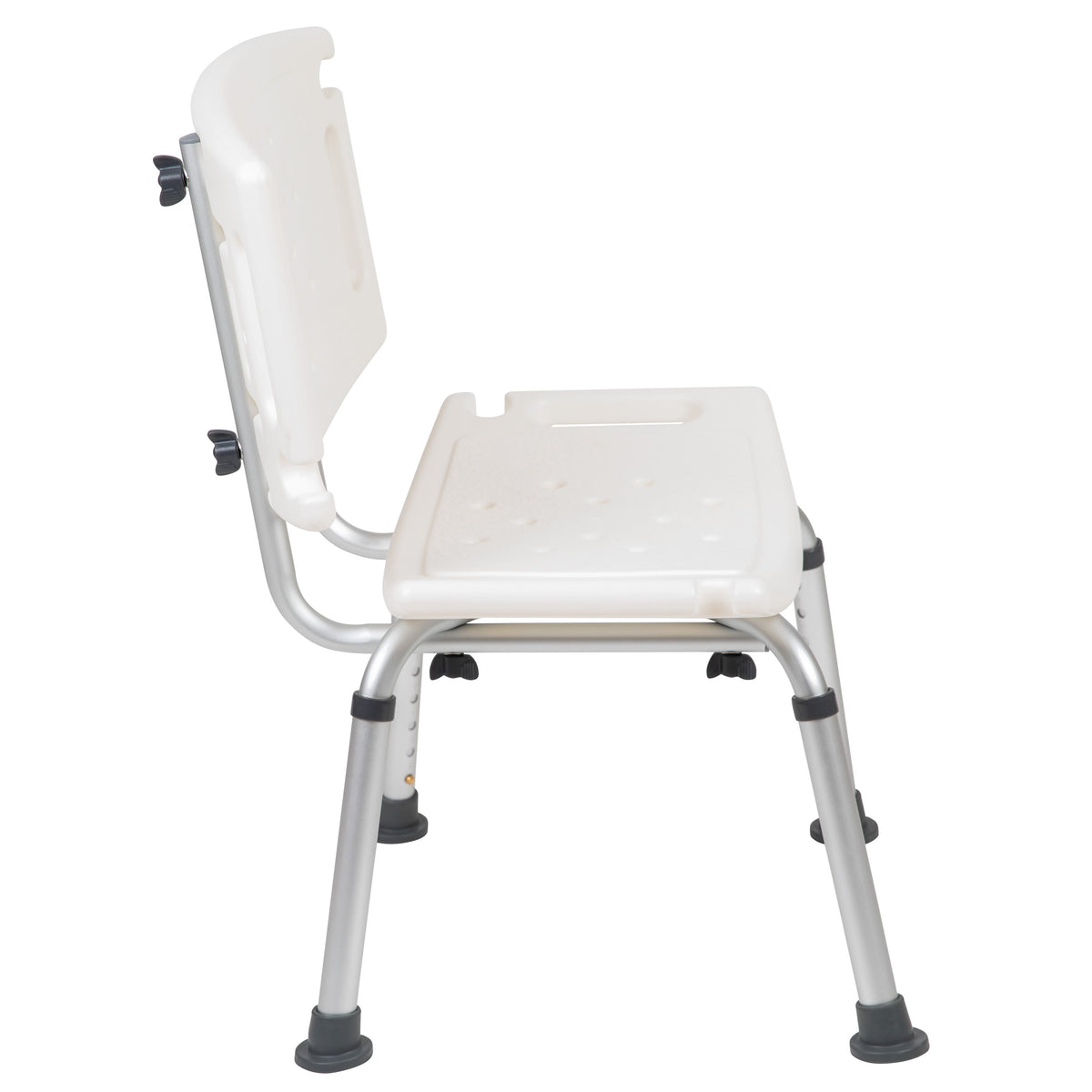 White |#| Tool-Free 300 Lb. Capacity, Adjustable White Bath & Shower Chair with Large Back