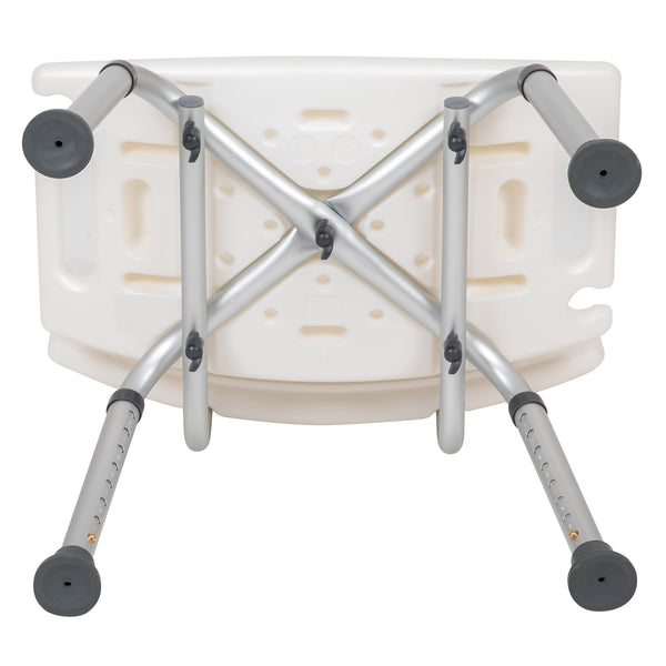 White |#| Tool-Free 300 Lb. Capacity, Adjustable White Bath & Shower Chair with Large Back