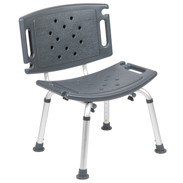 Gray |#| Tool-Free 300 Lb. Capacity, Adjustable Gray Bath & Shower Chair with Large Back