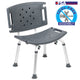 Gray |#| Tool-Free 300 Lb. Capacity, Adjustable Gray Bath & Shower Chair with Large Back