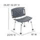 Gray |#| Tool-Free 300 Lb. Capacity, Adjustable Gray Bath & Shower Chair with Large Back