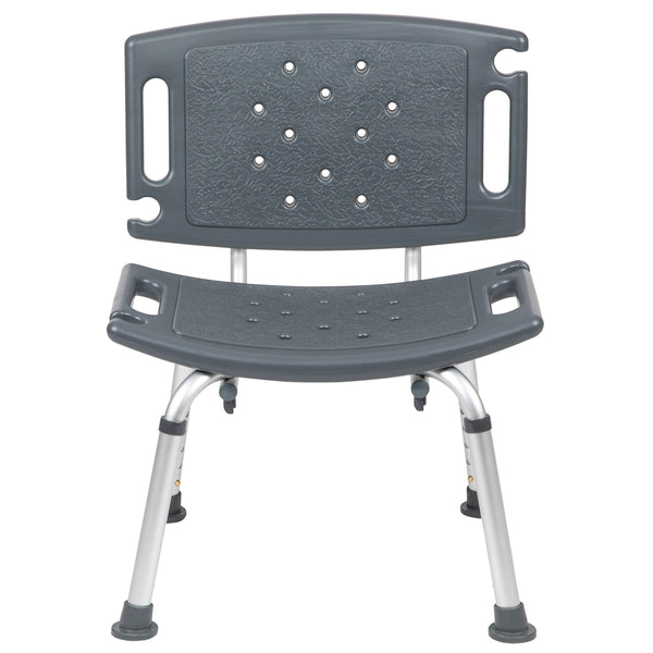 Gray |#| Tool-Free 300 Lb. Capacity, Adjustable Gray Bath & Shower Chair with Large Back