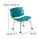 Teal |#| Tool-Free 300 Lb. Capacity, Adjustable Teal Bath & Shower Chair with Large Back
