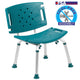 Teal |#| Tool-Free 300 Lb. Capacity, Adjustable Teal Bath & Shower Chair with Large Back