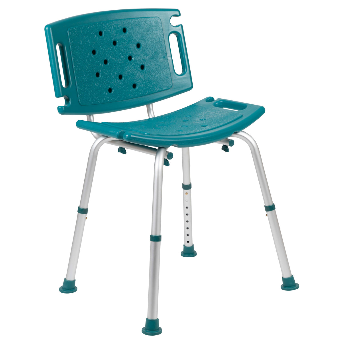 Teal |#| Tool-Free 300 Lb. Capacity, Adjustable Teal Bath & Shower Chair with Large Back