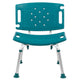 Teal |#| Tool-Free 300 Lb. Capacity, Adjustable Teal Bath & Shower Chair with Large Back