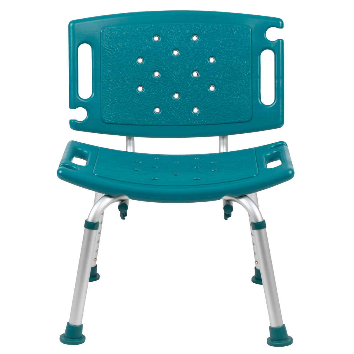 Teal |#| Tool-Free 300 Lb. Capacity, Adjustable Teal Bath & Shower Chair with Large Back