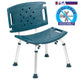 Navy |#| Tool-Free 300 Lb. Capacity, Adjustable Navy Bath & Shower Chair with Large Back