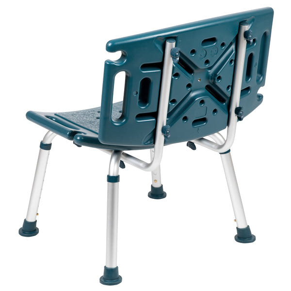 Navy |#| Tool-Free 300 Lb. Capacity, Adjustable Navy Bath & Shower Chair with Large Back