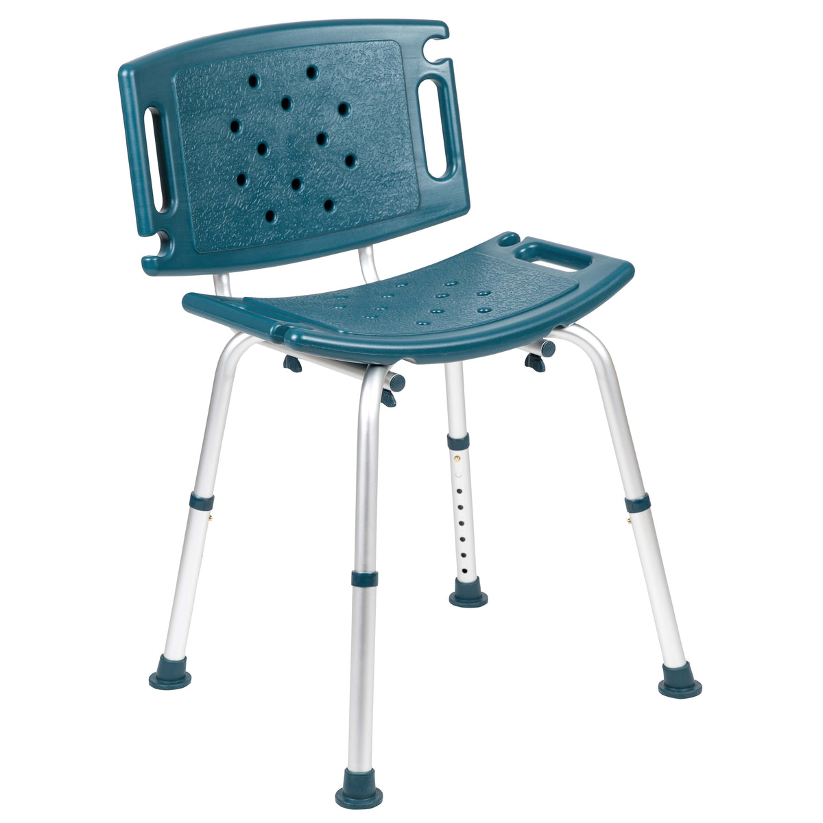 Navy |#| Tool-Free 300 Lb. Capacity, Adjustable Navy Bath & Shower Chair with Large Back