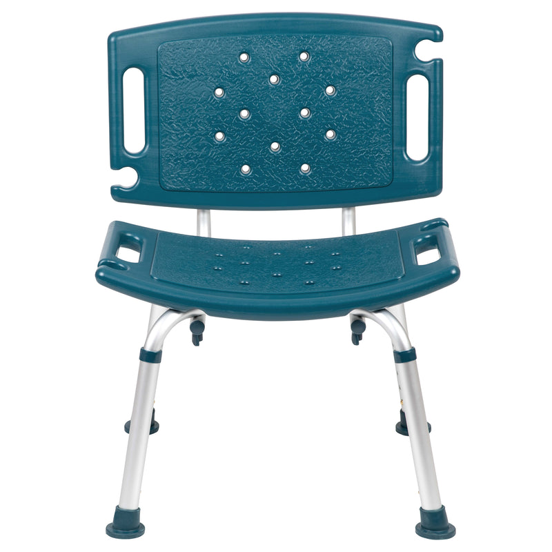 Navy |#| Tool-Free 300 Lb. Capacity, Adjustable Navy Bath & Shower Chair with Large Back