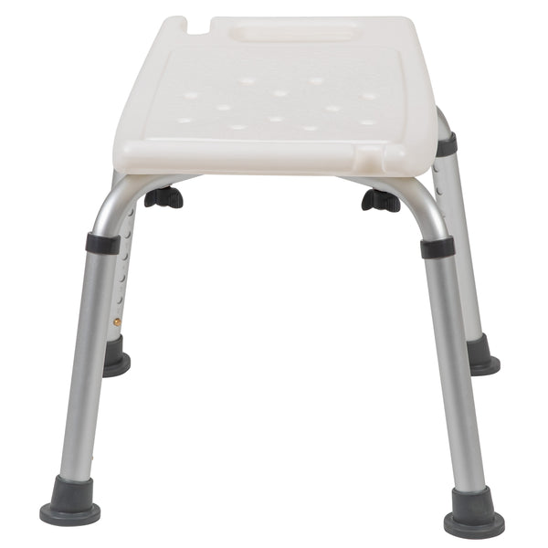 White |#| Tool-Free 300 Lb. Capacity, Adjustable White Bath & Shower Chair w/Non-slip Feet