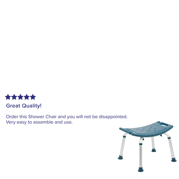 Navy |#| Tool-Free 300 Lb. Capacity, Adjustable Navy Bath & Shower Chair w/ Non-slip Feet