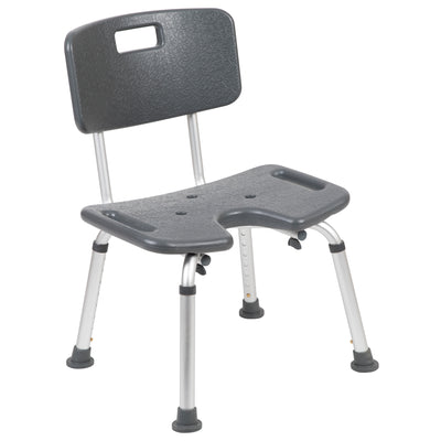 HERCULES Series Tool-Free and Quick Assembly, 300 Lb. Capacity, Adjustable Bath & Shower Chair with U-Shaped Cutout