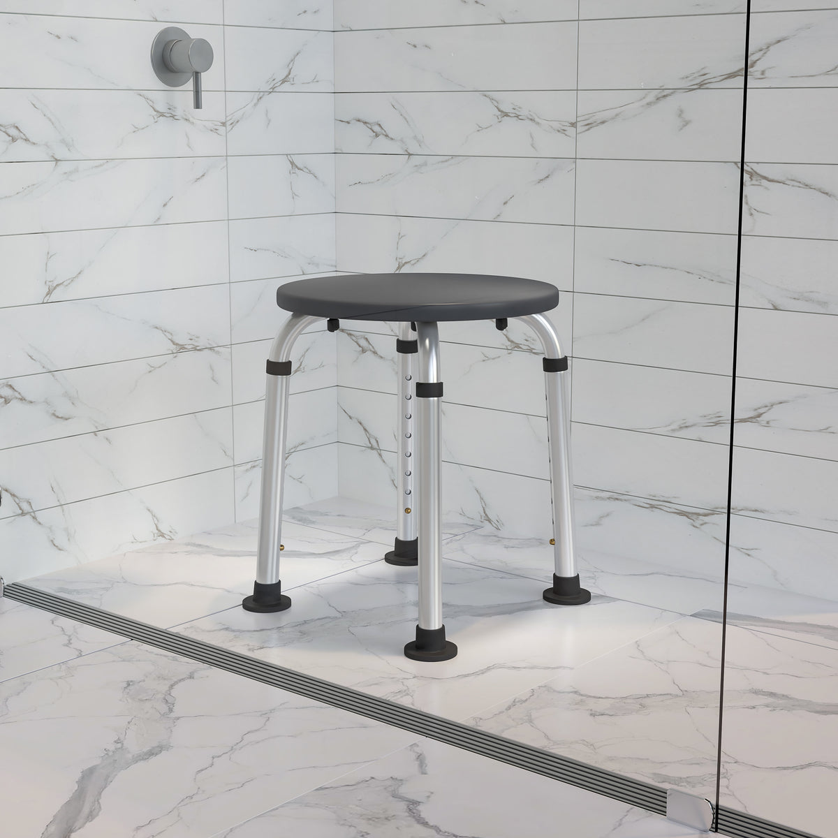 Gray |#| Tool-Free 300 Lb. Capacity, Adjustable Gray Bath & Shower Stool