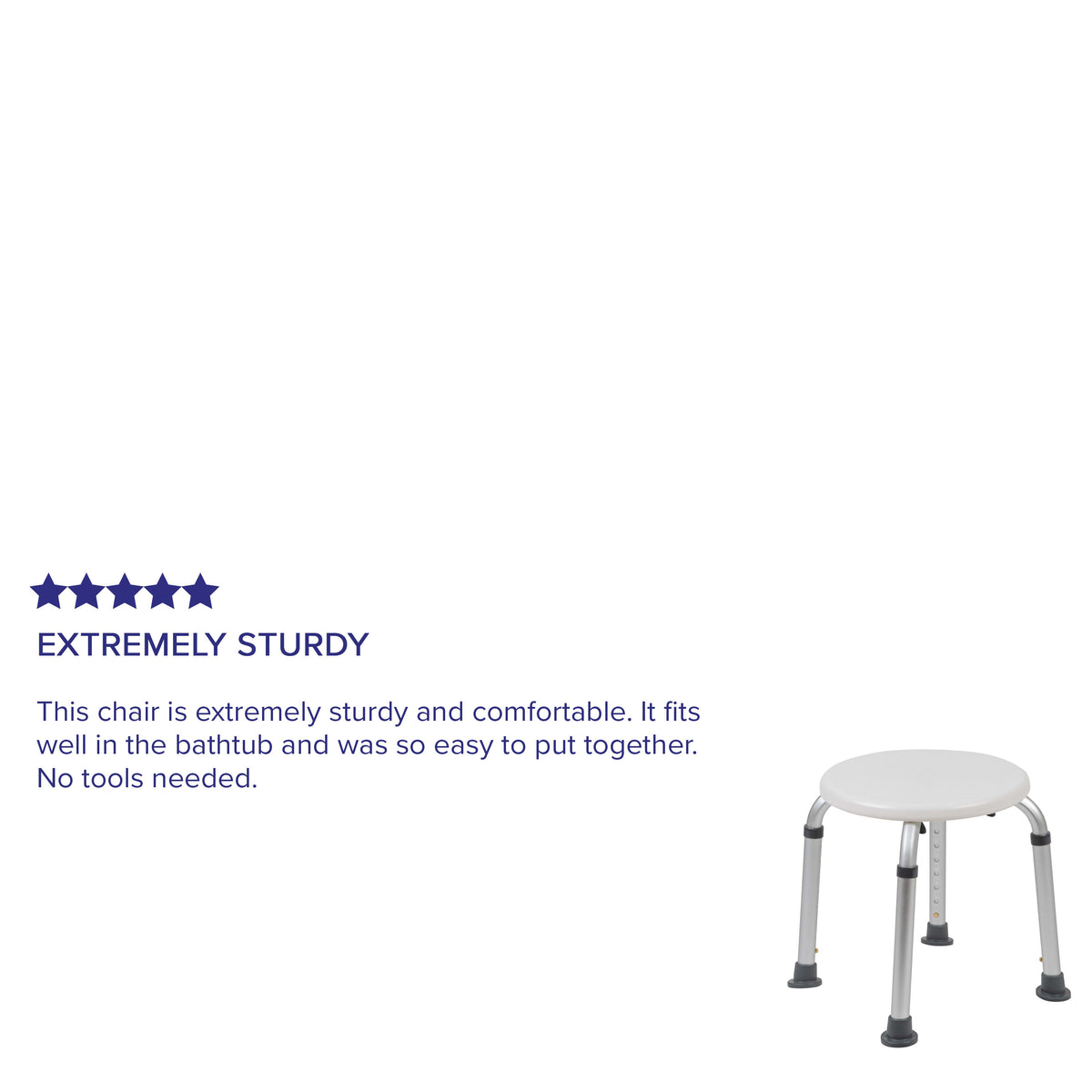White |#| Tool-Free 300 Lb. Capacity, Adjustable White Bath & Shower Stool
