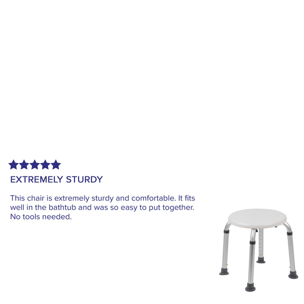 White |#| Tool-Free 300 Lb. Capacity, Adjustable White Bath & Shower Stool