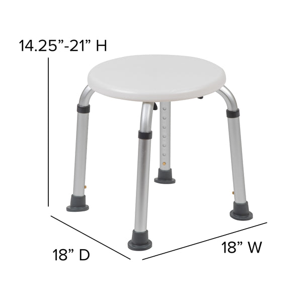 White |#| Tool-Free 300 Lb. Capacity, Adjustable White Bath & Shower Stool