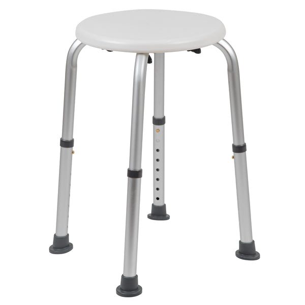 White |#| Tool-Free 300 Lb. Capacity, Adjustable White Bath & Shower Stool