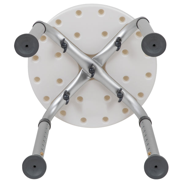White |#| Tool-Free 300 Lb. Capacity, Adjustable White Bath & Shower Stool