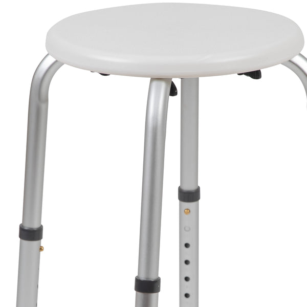 White |#| Tool-Free 300 Lb. Capacity, Adjustable White Bath & Shower Stool