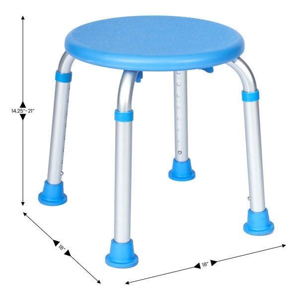Blue |#| Adjustable Bath & Shower Stool with Non-Slip Feet, Tool-Free Assembly in Blue
