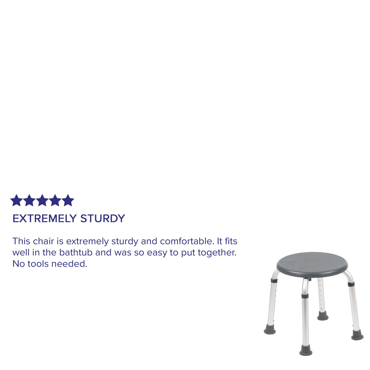 Gray |#| Tool-Free 300 Lb. Capacity, Adjustable Gray Bath & Shower Stool