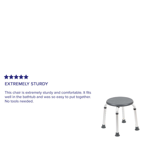 Gray |#| Tool-Free 300 Lb. Capacity, Adjustable Gray Bath & Shower Stool