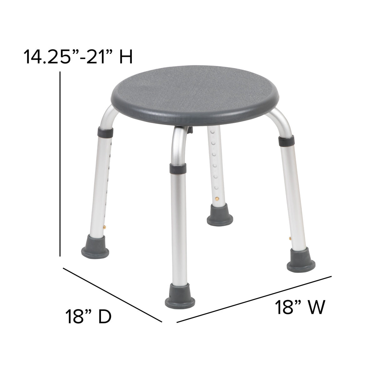 Gray |#| Tool-Free 300 Lb. Capacity, Adjustable Gray Bath & Shower Stool