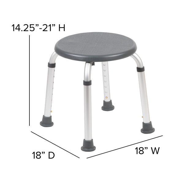 Gray |#| Tool-Free 300 Lb. Capacity, Adjustable Gray Bath & Shower Stool