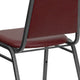 Burgundy Vinyl/Silver Vein Frame |#| Trapezoidal Back Stacking Banquet Chair in Burgundy Vinyl with 1.5inch Thick Seat