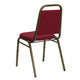 Burgundy Fabric/Gold Vein Frame |#| Trapezoidal Back Stacking Banquet Chair in Burgundy Fabric - Gold Vein Frame